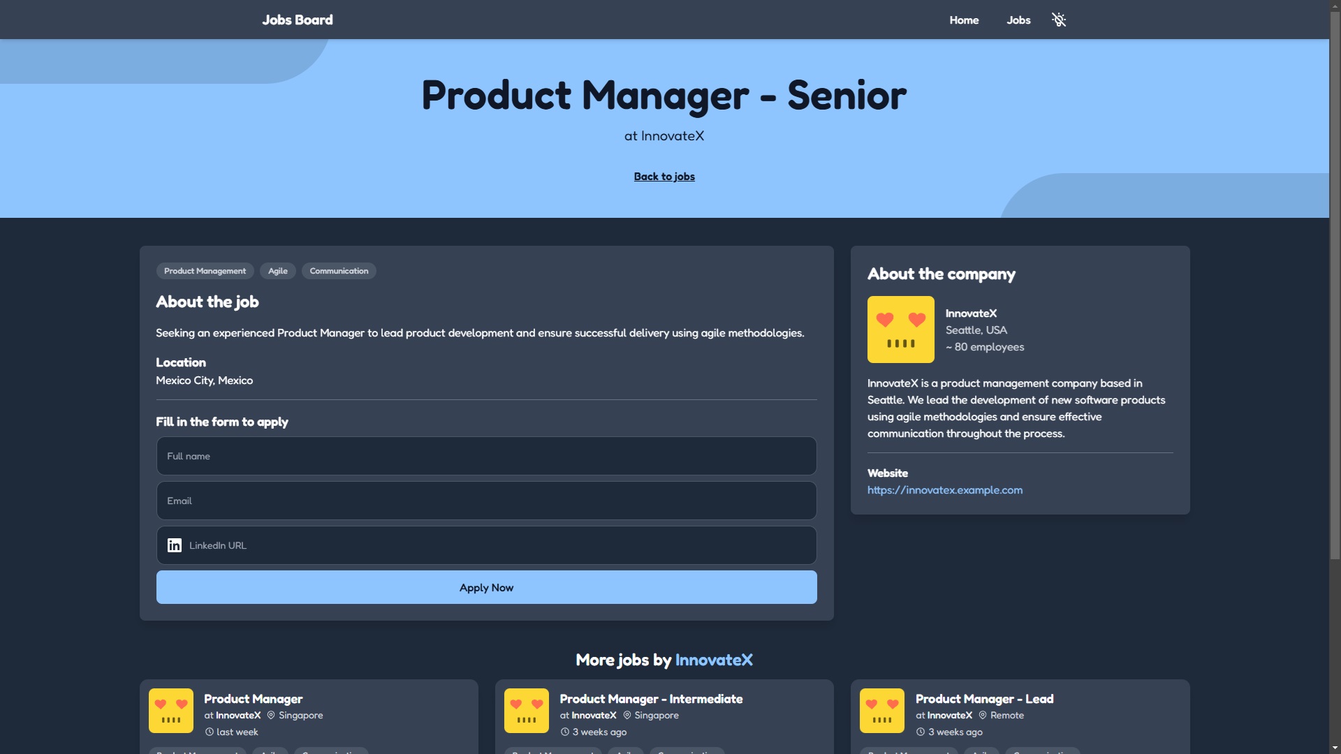 Job page Job page