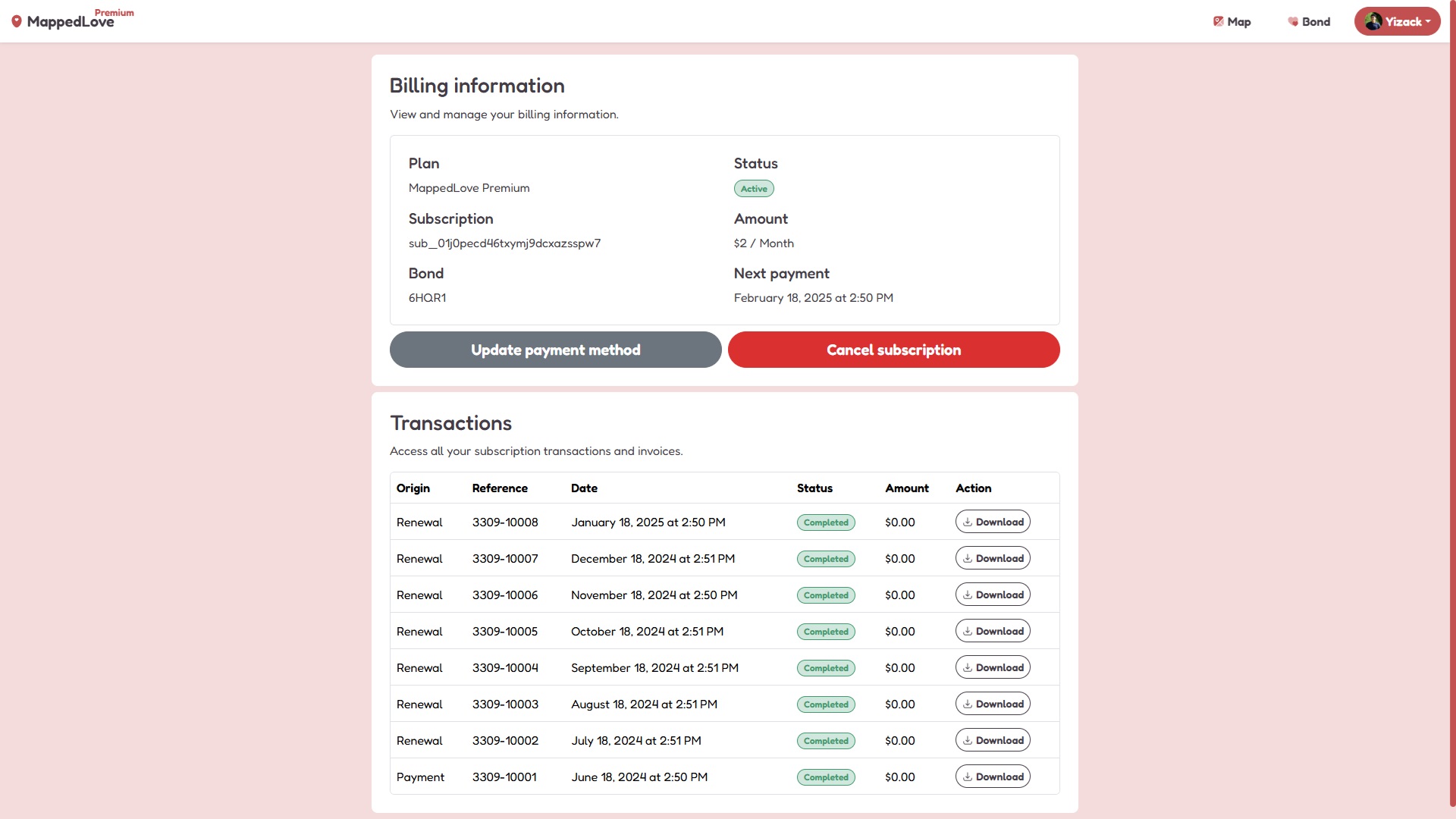 Billing page Billing page
