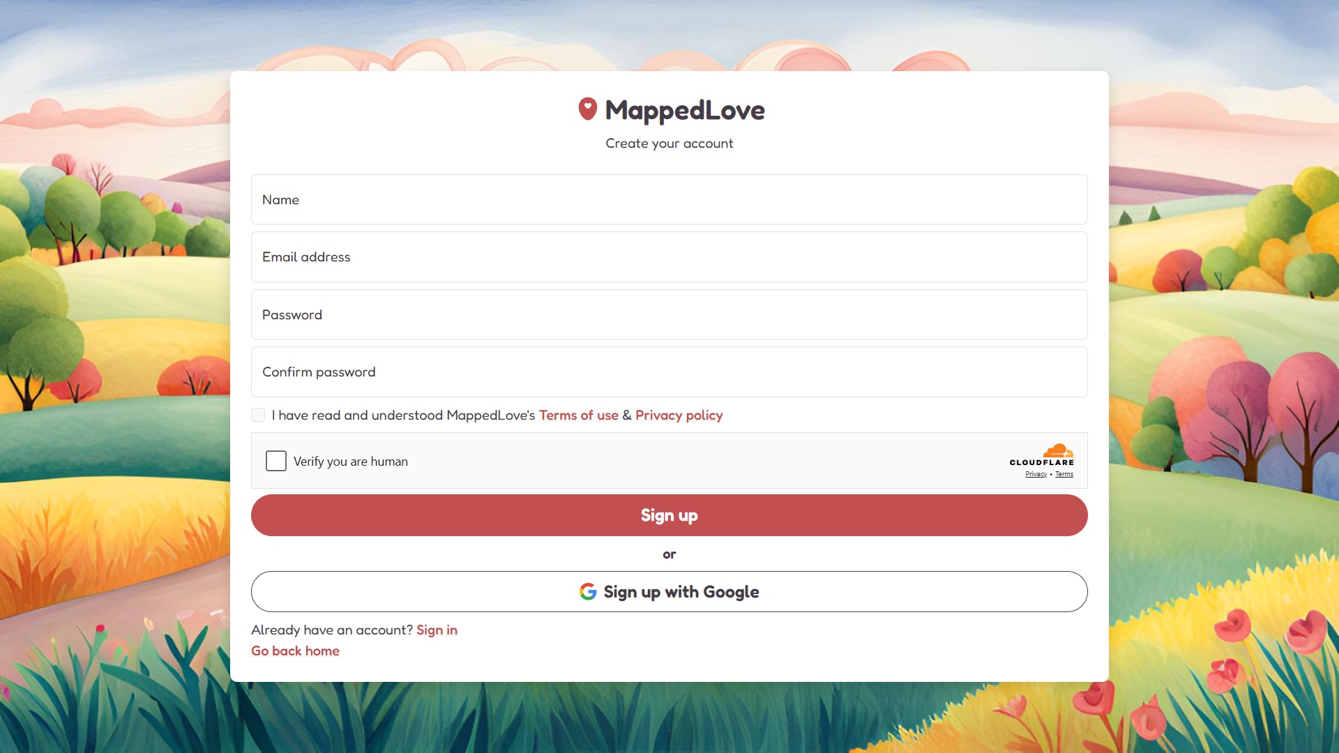 Signup page Signup page